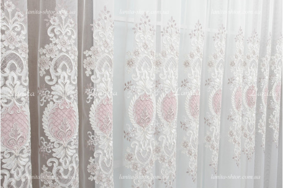 Тюль французский фатин с вышивкой и  люрексом Azzaro TFV-1649