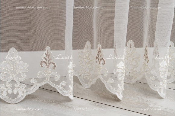 Тюль французский фатин с вышивкой и  люрексом Azzaro TFV-1649