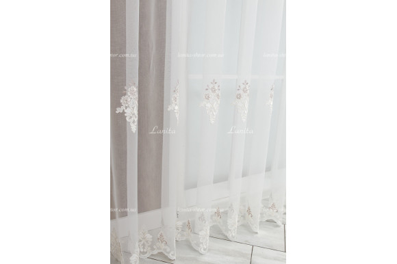 Тюль французский фатин с вышивкой и  люрексом Azzaro TFV-1649