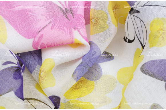 Тюль лен Бабочки ST-1862