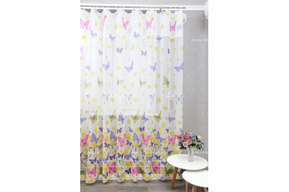 Тюль лен Бабочки ST-1862