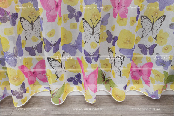 Тюль лен Бабочки ST-1862