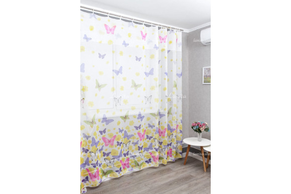 Тюль лен Бабочки ST-1862