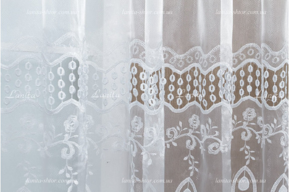 Тюль органза рогожка с вышивкой TVO-1960