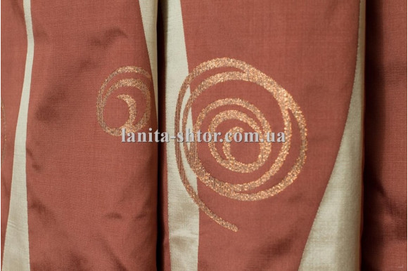 Портьєра червоно-бежева Т6109+4