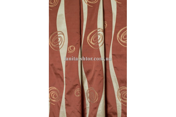 Портьєра червоно-бежева Т6109+4