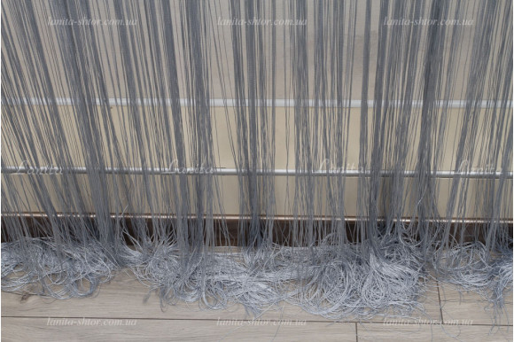 Шторы нити однотонные светло-серые