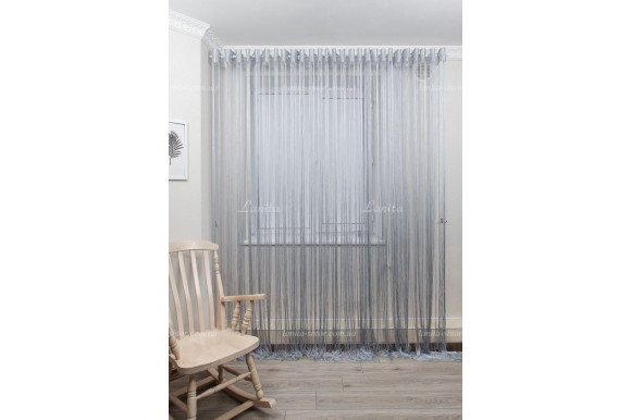 Шторы нити однотонные светло-серые