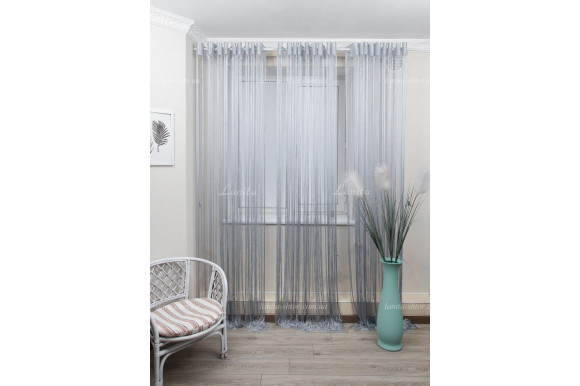 Шторы нити однотонные светло-серые