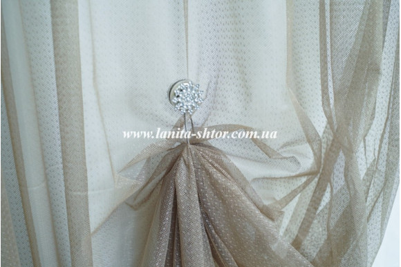 Тюль сетка гипюровая серо-бежевый IP-5078
