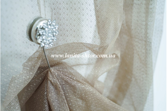 Тюль сетка гипюровая серо-бежевый IP-5078