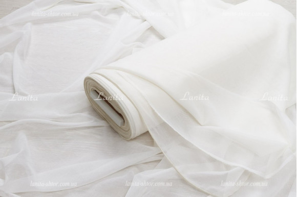 Тюль под лен с люрексом молочная Q18-1486