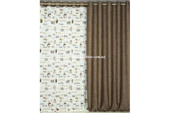 Комплект штор для кухні Coffee льон