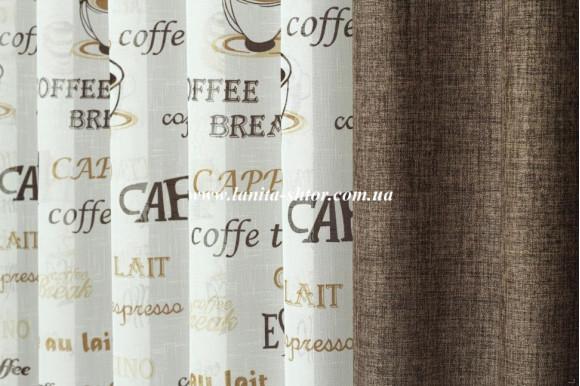 Комплект штор для кухні Coffee льон