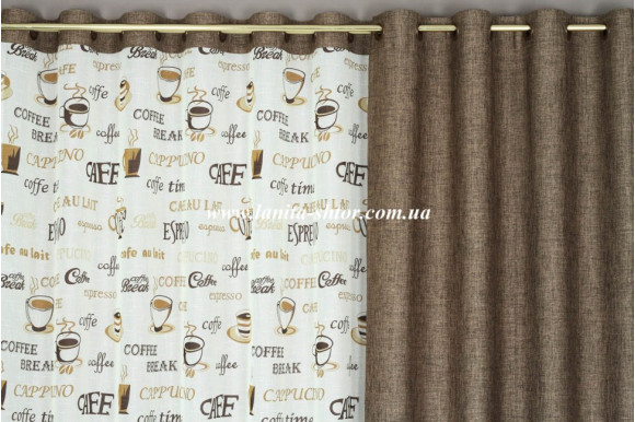 Комплект штор для кухні Coffee льон