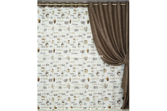 Комплект штор для кухні Coffee льон