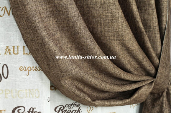 Комплект штор для кухні Coffee льон