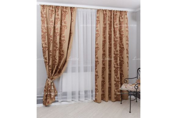 Штори з орнаментом Mexx SLK світло-коричневі 2,51м/2*2,0м