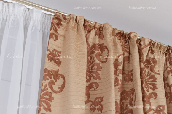 Штори з орнаментом Mexx SLK світло-коричневі 2,51м/2*2,0м