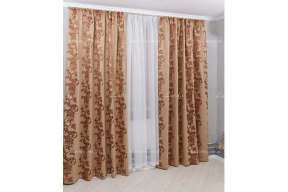 Штори з орнаментом Mexx SLK світло-коричневі 2,51м/2*2,0м
