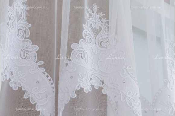 Тюль грек фатин со стразами Agila TFV-8171