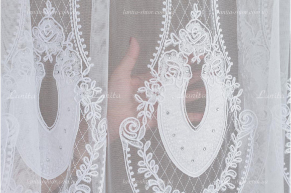 Тюль грек фатин со стразами Agila TFV-8171