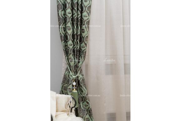 Готові штори чорно-салатові Mexx 2,51м/2*1,55м