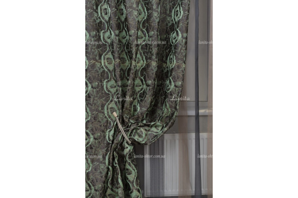 Готові штори чорно-салатові Mexx 2,51м/2*1,55м