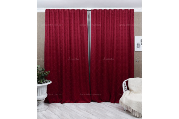 Готові штори мікровелюр Verino 7411 бордові 3,08м/2*2,0м