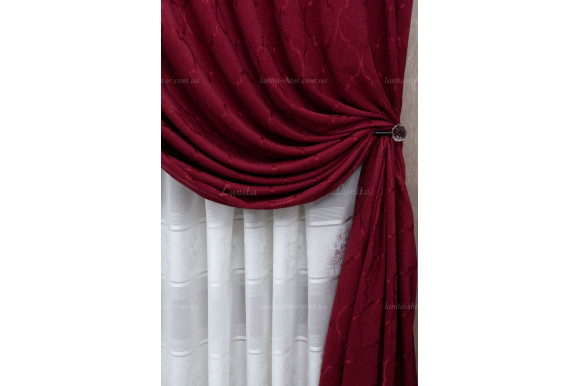 Готові штори мікровелюр Verino 7411 бордові 3,08м/2*2,0м