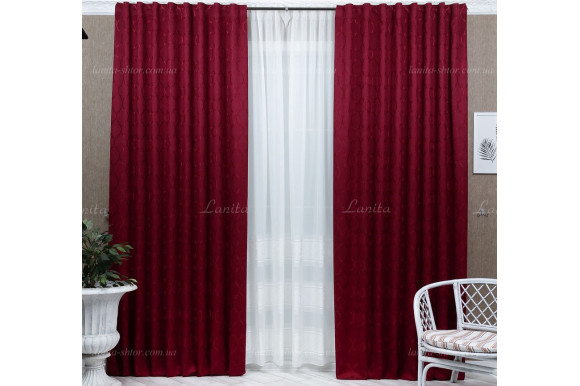Готові штори мікровелюр Verino 7411 бордові 3,08м/2*2,0м