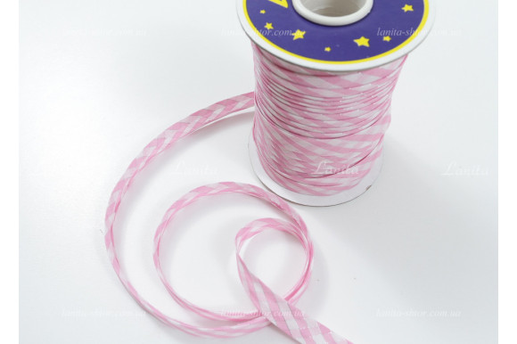 Косая бейка розовая клетка