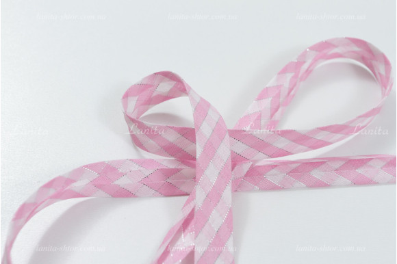Косая бейка розовая клетка