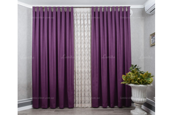Штора Лен фиолетовая Mussa BS3109 отрез 3,4 метра Штора Лен фиолетовая Mussa BS3109 отрез 3,4 метра