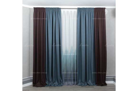 Штора Лен синяя Mussa BS3122