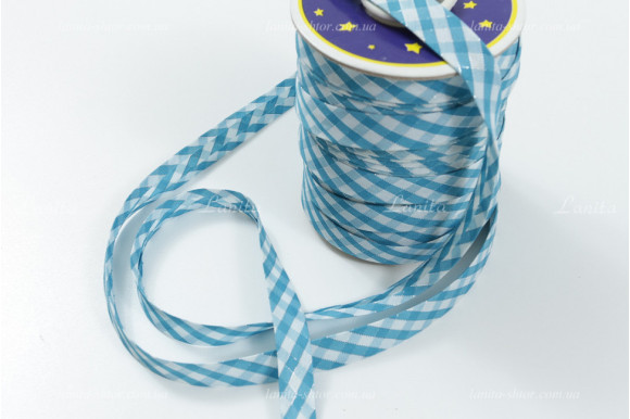 Косая бейка голубая клетка