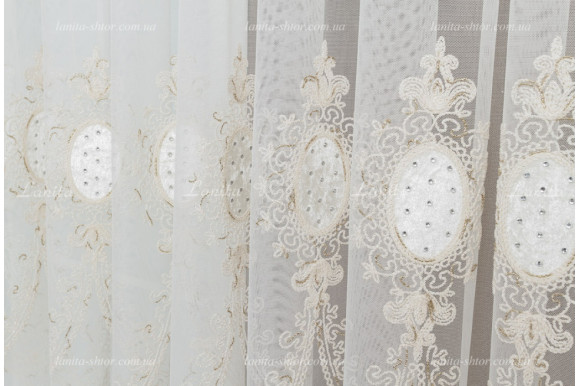 Готовий тюль фатин із стразами Agila GT-8176 2,50м/5,90м