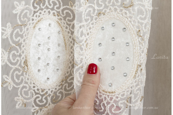 Готовий тюль фатин із стразами Agila GT-8176 2,50м/5,90м