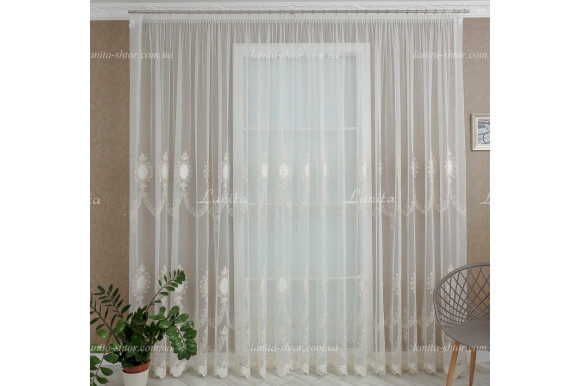 Готовий тюль фатин із стразами Agila GT-8176 2,50м/5,90м