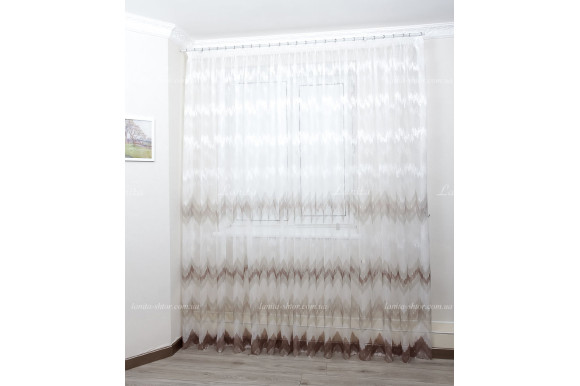 Готовый тюль жаккард Missoni бежевый 2,5м/5,0м