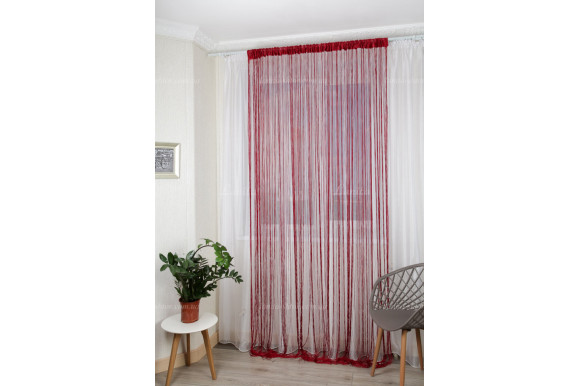 Штори нитки однотонні червоно-малинові SN-8278