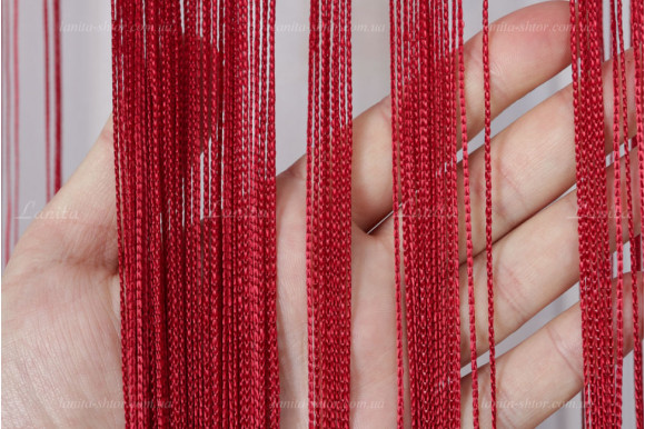 Штори нитки однотонні червоно-малинові SN-8278