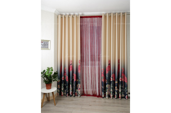 Штори нитки однотонні червоно-малинові SN-8278