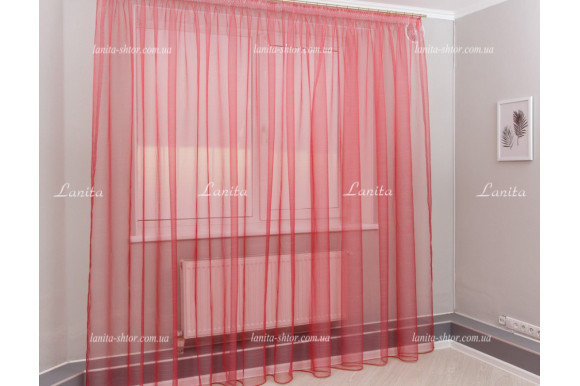 Готовий тюль органза Mexx TOO кораловий 2,51м/6,0м