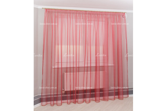 Готовий тюль органза Mexx TOO кораловий 2,51м/6,0м