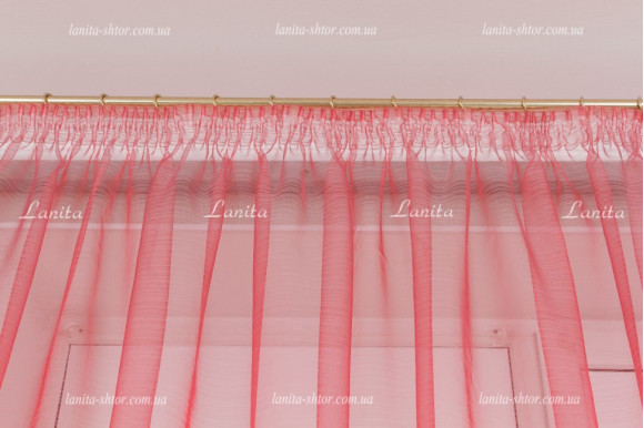 Готовий тюль органза Mexx TOO кораловий 2,51м/6,0м