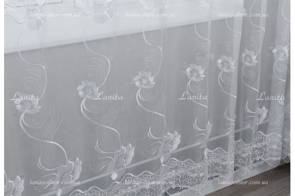 Тюль кристалон с вышивкой TKV-1864 Тюль кристалон с вышивкой TKV-1864