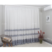Тюль лен Nadia бело-синий 2,51м/6,0м