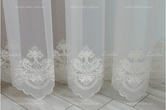 Тюль грек фатин із стразами Agila TFV-8182