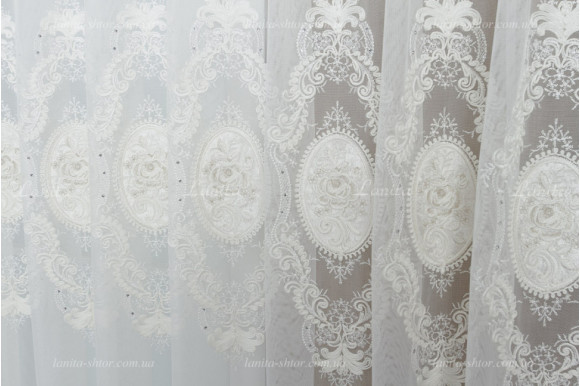 Тюль грек фатин із стразами Agila TFV-8182